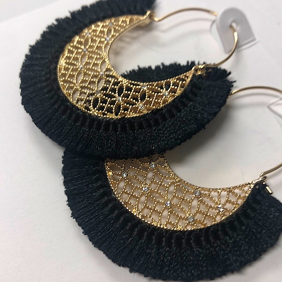Ann Taylor loft earrings gold and black nwt - Picture 3 of 3